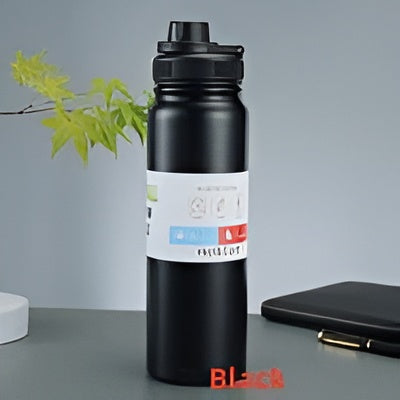 Double-Wall Insulated Stainless Steel Water Bottle 800mL – Hot & Cold, Leak-Proof, Portable Design - Black
