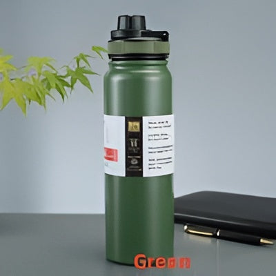 Double-Wall Insulated Stainless Steel Water Bottle 800mL – Hot & Cold, Leak-Proof, Portable Design - Black
