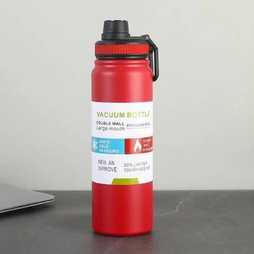 Double-Wall Insulated Stainless Steel Water Bottle 800mL – Hot & Cold, Leak-Proof, Portable Design - Black