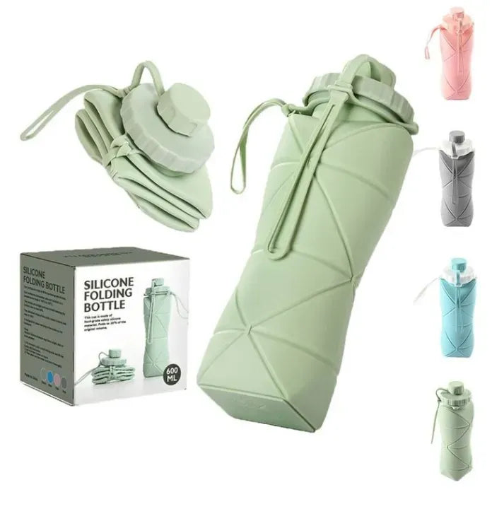 Silicone Folding Bottle | 600ML Silicon Foldable Bottle | Smart Travel Bottle Collapsible Design (Random Color)
