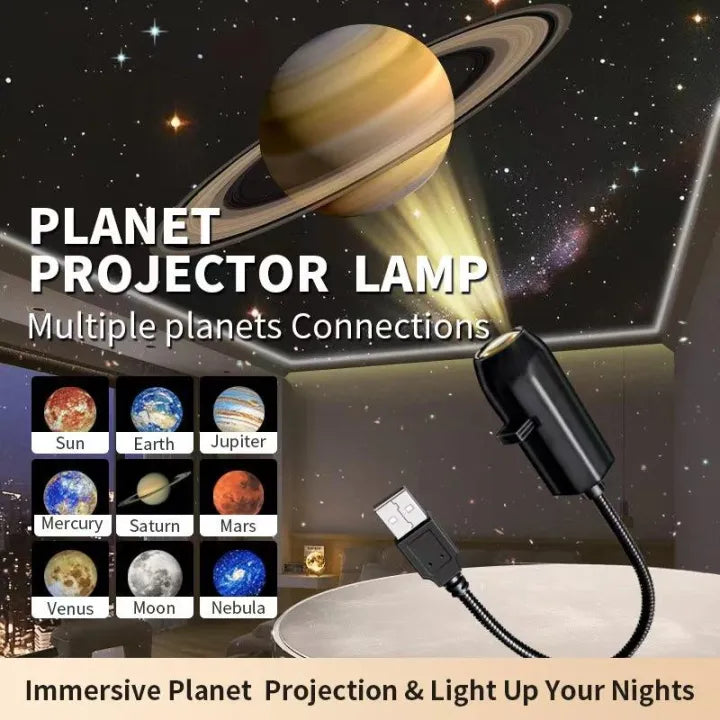 USB Moon & Earth Projector Light with Flexible Gooseneck & Interchangeable Film Slides