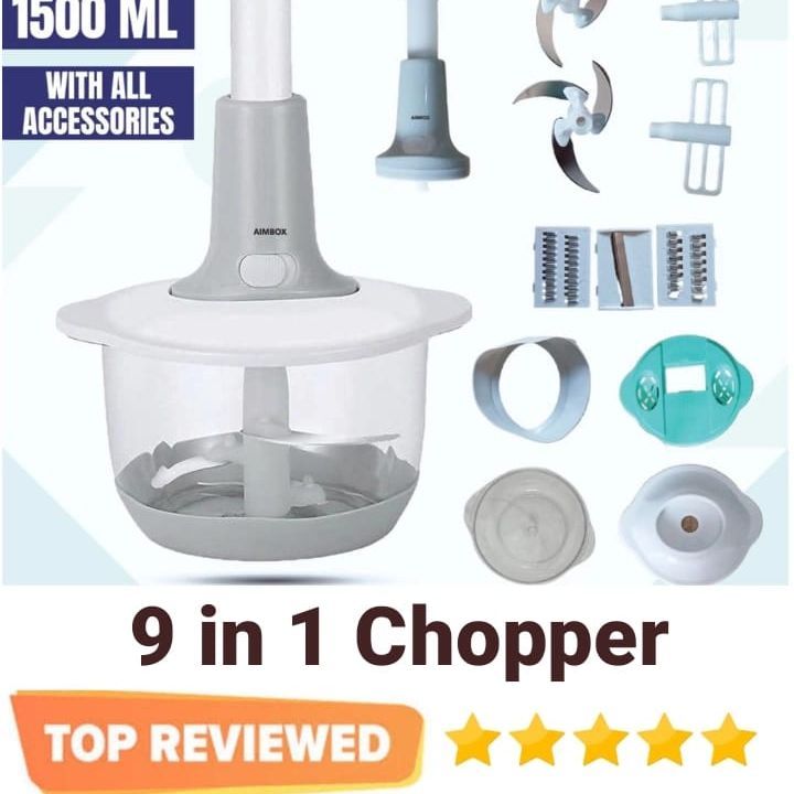 Pump & Chop Pro 1500ML – Manual Hand-Powered Food Chopper with 3 Stainless Steel Blades | Large Capacity, Pump-Action Vegetable Cutter & Dicer | Portable, No-Electricity Kitchen Gadget for Effortless Chopping, Mincing & Mixing of Vegetables, Fruits, Nuts,