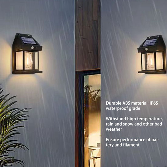 Solar Tungsten Night Lamp Intelligent Motion Sensor Wall Lamp 3 Lighting Modes Waterproof Courtyard Garden Decoration Lantern