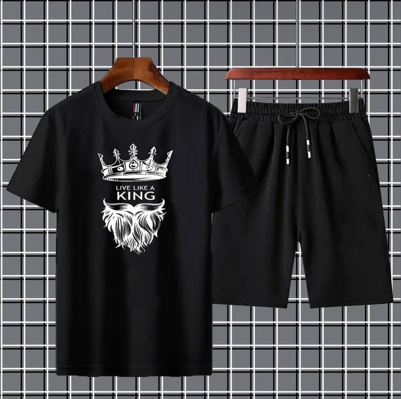 Trendy Dumble Printed Round Neck Half Sleeves Casual Tracksuit Amazing And Trendy Yellow T Shirt And Black Shorts for men n boys Gym Part Shirt And Jogging Track Suit
